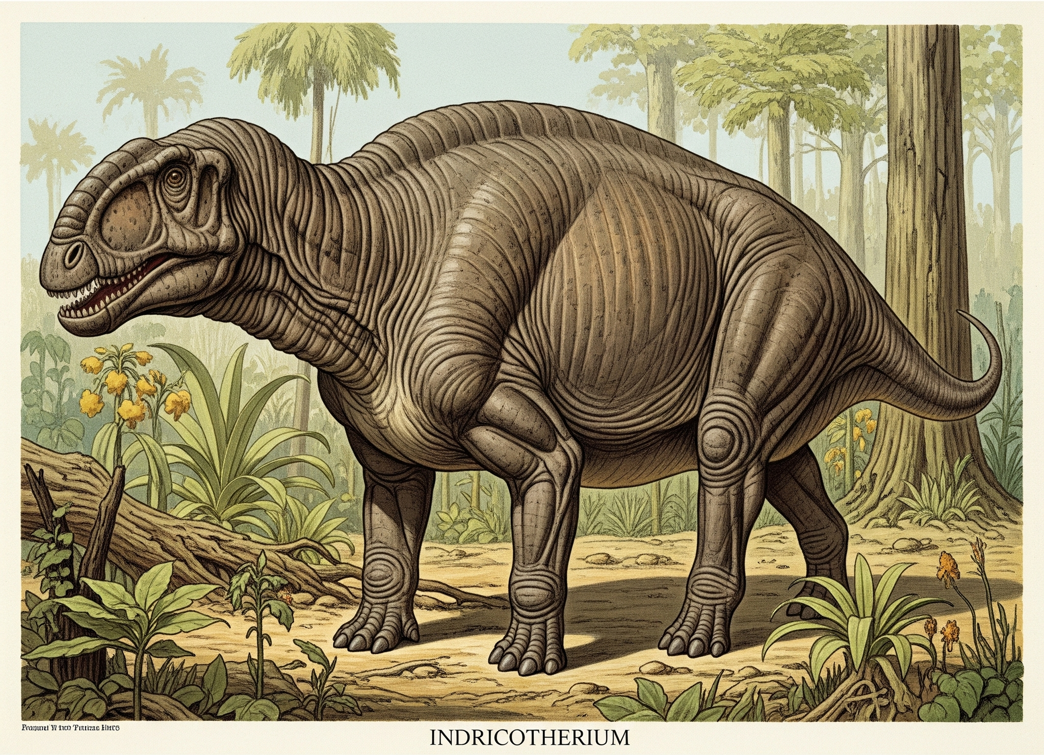 Image depicting an Indricotherium reconstruction, connecting to the paleontological link